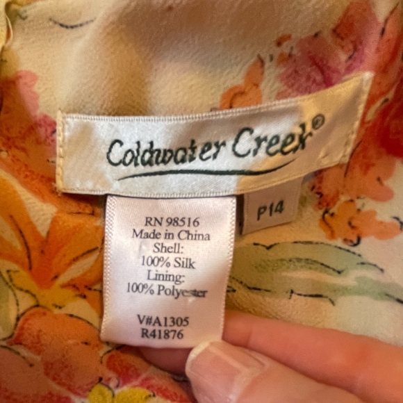 COLDWATER CREEK Dress Size 14P Soft Floral Silk Chiffon Feminine Romantic Spring - Picture 5 of 9